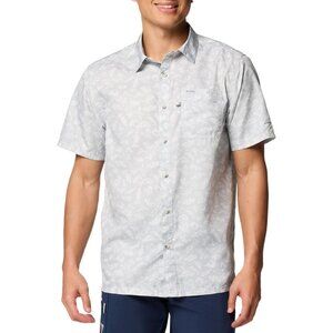 NWT Columbia M's Super Slack Tide Camp SS Shirt- Cool Grey Teaxas Time